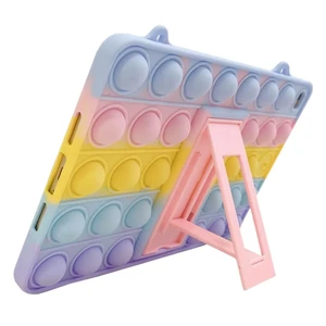 Чехол антистресс Поп-Ит с держателем для шнурка iLoungeMax Pop It Yellow Blue Rainbow для iPad Air | 9.7" (2017 | 2018) - Фото 2