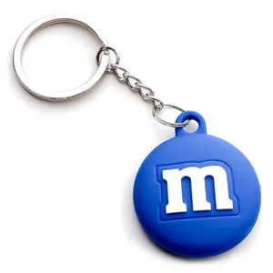 Силіконовий брелок з кільцем iLoungeMax Funny Cartoon Case M&M's Blue для AirTag  - Фото 1