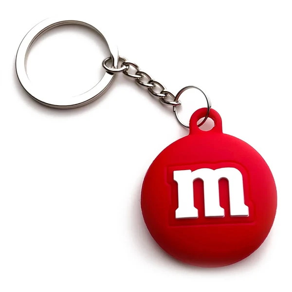 Силиконовый брелок с кольцом iLoungeMax Funny Cartoon Case M&M's Red для AirTag в Броварах