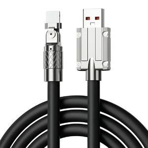 Поворотний зарядний кабель iLoungeMax Super Fast Charger Cable USB to Lightning 120W Black 1m  - Фото 1