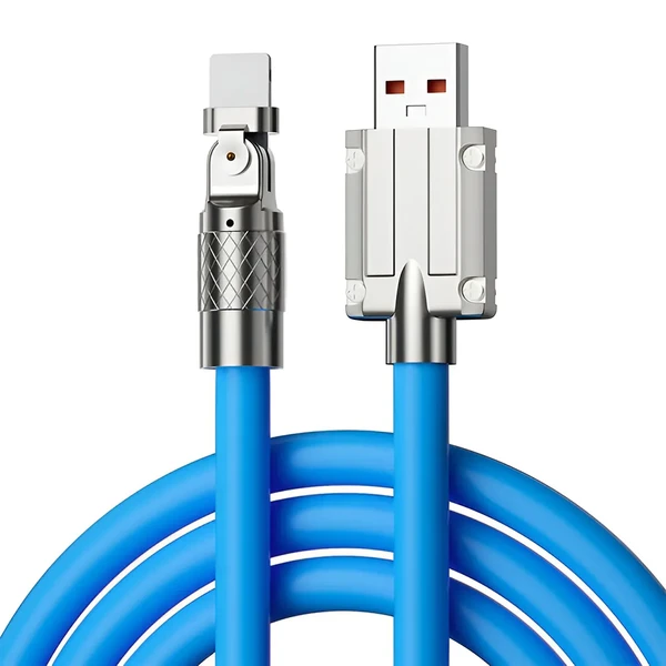 Поворотний зарядний кабель iLoungeMax Super Fast Charger Cable USB to Lightning 120W Blue 1m