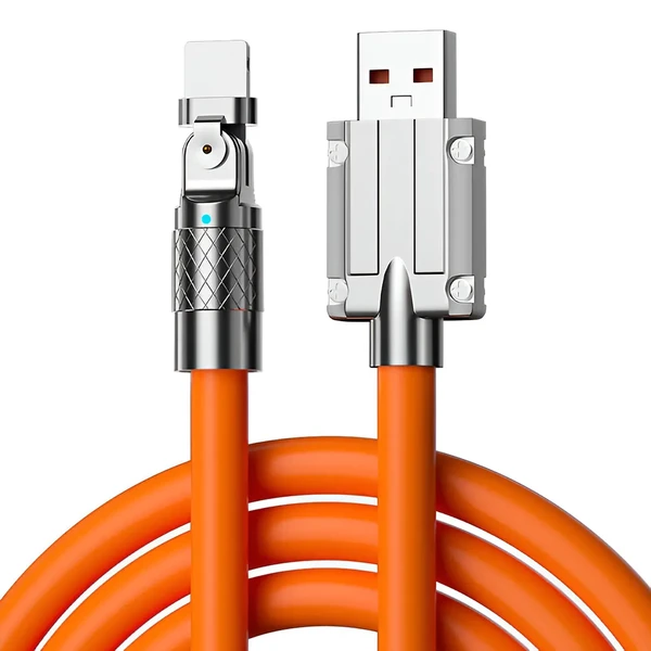Поворотний зарядний кабель iLoungeMax Super Fast Charger Cable USB to Lightning 120W Orange 1m