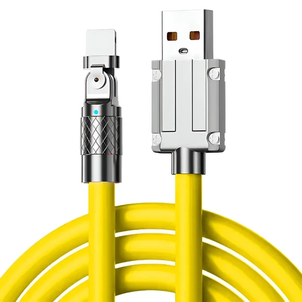 Поворотний зарядний кабель iLoungeMax Super Fast Charger Cable USB to Lightning 120W Yellow 1m (Уцінка)