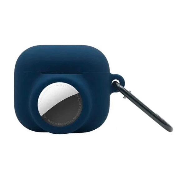 Силиконовый чехол с карабином iLoungeMax 2-in-1 Navy Blue для AirPods 3 | AirTag