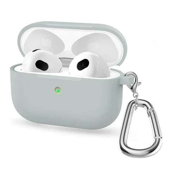 Силиконовый чехол с карабином iLoungeMax TPU Case Light Gray для AirPods 3