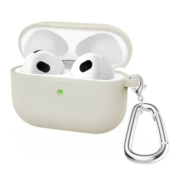 Силиконовый чехол с карабином iLoungeMax TPU Case Rice White для AirPods 3