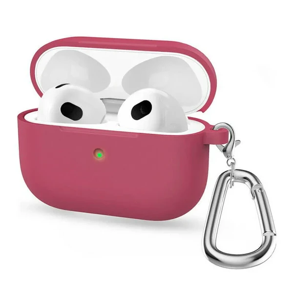 Силиконовый чехол с карабином iLoungeMax TPU Case Rose Red для AirPods 3