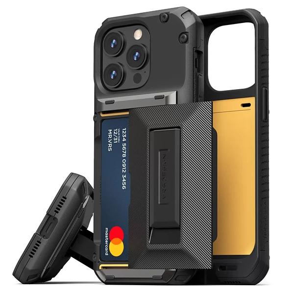 Протиударний чохол-гаманець з підставкою VRS Design Damda Glide Hybrid Black для iPhone 14 Pro Max у Полтаві