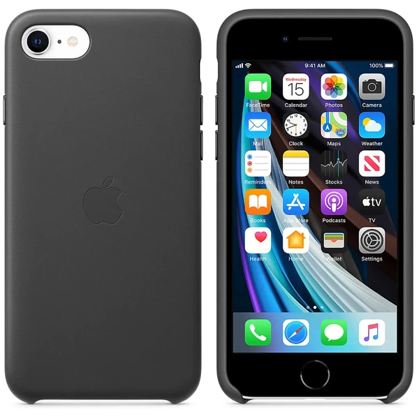 Черный кожаный чехол Apple Leather Case Black для іPhone SE 2020 | 7 | 8 (MXYM2)