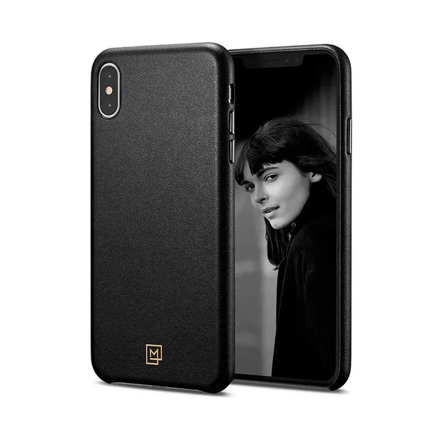 Черный кожаный чехол для iPhone X | XS Spigen La Manon Calin Chic в Сумах
