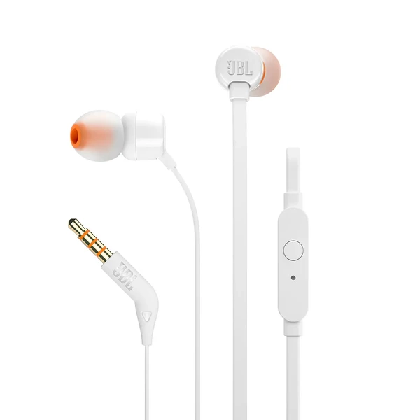 Білі внутрішньоканальні дротяні навушники JBL T110 White у Броварах