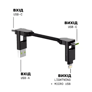 Кабель-брелок Rolling Square inCharge X Lava Black 6 в 1 USB-C/Lightning для швидкого заряджання 100W 0.08m - Фото 3