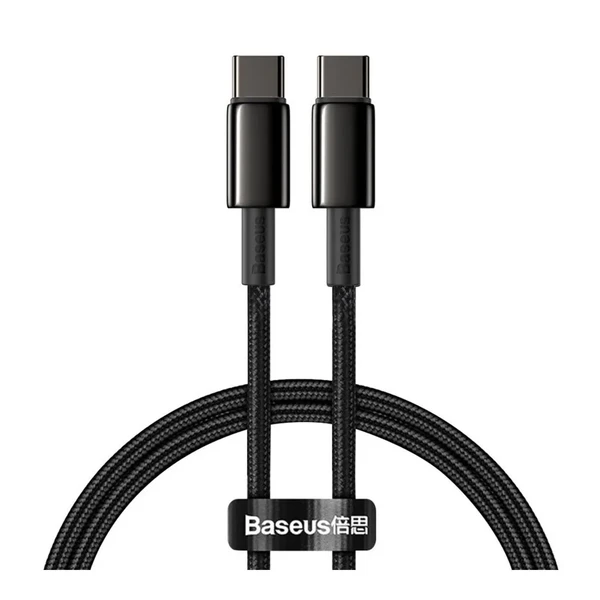 Нейлоновий кабель Baseus Tungsten Gold Cable Type-C to Type-C 100W (1m)