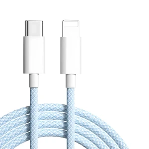 Нейлоновий кабель USB-C/Lightning для швидкої зарядки PD 20W (1m) | iLoungeMax Fast Charge Blue