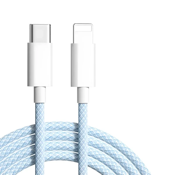 Нейлоновий кабель USB-C/Lightning для швидкої зарядки PD 20W (1m) | iLoungeMax Fast Charge Blue
