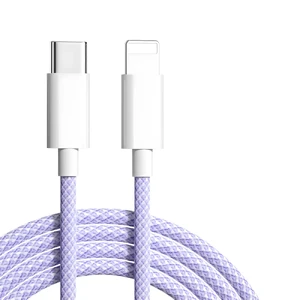 Нейлоновий кабель USB-C/Lightning для швидкої зарядки PD 20W (1m) | iLoungeMax Fast Charge Purple