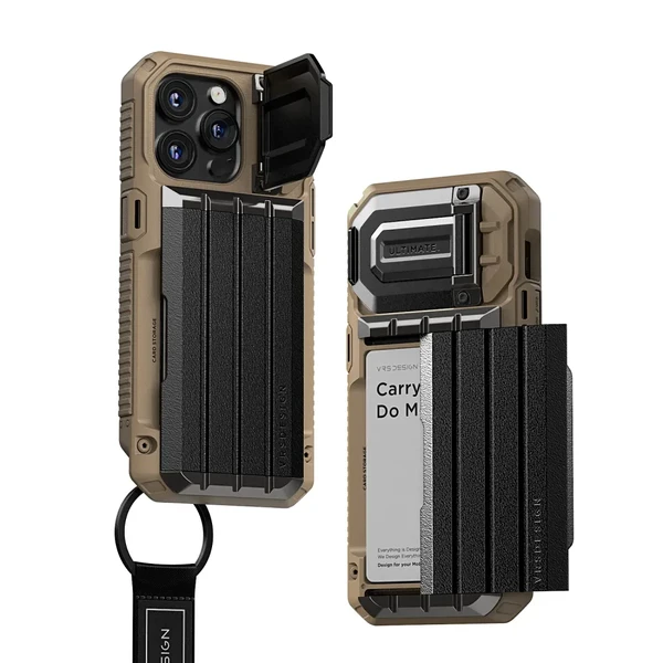 Протиударний чохол-гаманець VRS Design Case Damda Glide Ultimate Khaki для iPhone 15 Pro Max у Тернополі