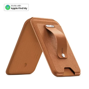 Шкіряний чохол-гаманець Find My із підставкою ESR HaloLock Geo Wallet Stand MagSafe Caramel Brown для iPhone 15 | 14 | 13 | 12