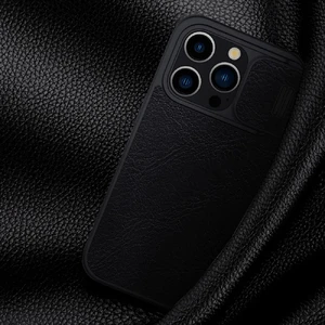 Кожаный чехол-книжка со шторкой для камеры Nillkin Qin Pro Leather Black для iPhone 15 Pro Max - Фото 7