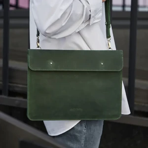 Шкіряний чохол-конверт INCARNE Neat Green для MacBook Air 15" M3 | M2 (2024 | 2023) - Фото 4
