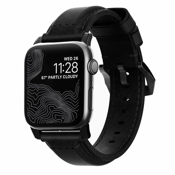 Кожаный черный ремешок Nomad Traditional Leather Black Hardware Black для Apple Watch Ultra 49mm | 45mm | 44mm | 42mm