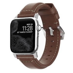 Кожаный коричневый ремешок для Apple Watch Ultra 49mm | 45mm | 44mm | 42mm  Nomad Traditional Leather Silver Hardware Brown  - Фото 1