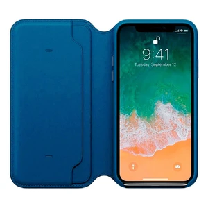 Кожаный чехол-книжка iLoungeMax Leather Folio Cosmos Blue для iPhone X | XS OEM - Фото 3