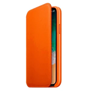 Кожаный чехол-книжка iLoungeMax Leather Folio Orange для iPhone X | XS OEM  - Фото 1