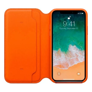 Кожаный чехол-книжка iLoungeMax Leather Folio Orange для iPhone X | XS OEM - Фото 3
