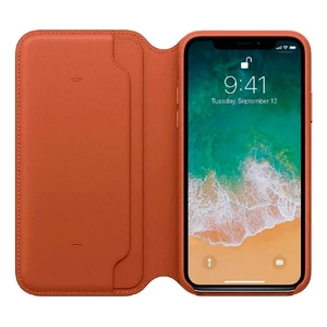 Кожаный чехол-книжка iLoungeMax Leather Folio Saddle Brown для iPhone X | XS OEM - Фото 3