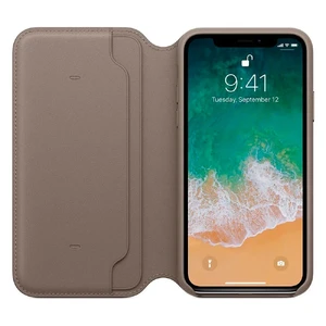 Кожаный чехол-книжка iLoungeMax Leather Folio Taupe для iPhone X | XS OEM - Фото 3