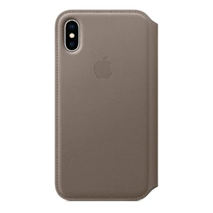 Кожаный чехол-книжка iLoungeMax Leather Folio Taupe для iPhone X | XS OEM - Фото 2