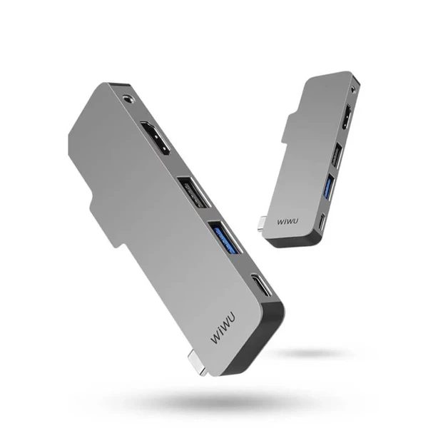 Хаб USB-C для iPad Pro 11" | 12.9" | Air 4 WIWU T5 (5 в 1) Gray