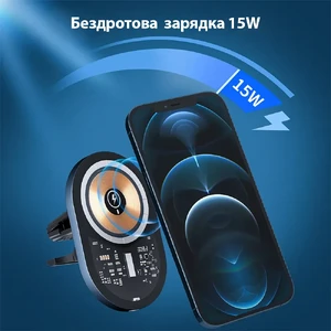 Бездротова автомобільна зарядка MagSafe 15W для iPhone 14/13/12 Pro Max, Pro, Mini, магнітний тримач у машину | iLoungeMax iCar Charger - Фото 5