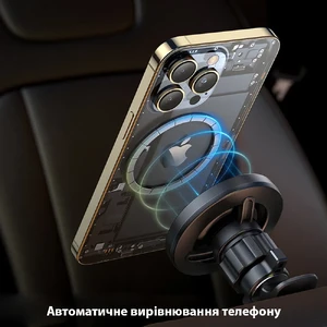 Магнітний автотримач MagSafe для iPhone/телефона на решітку | Mcdodo Suspension Car Holder Black - Фото 4