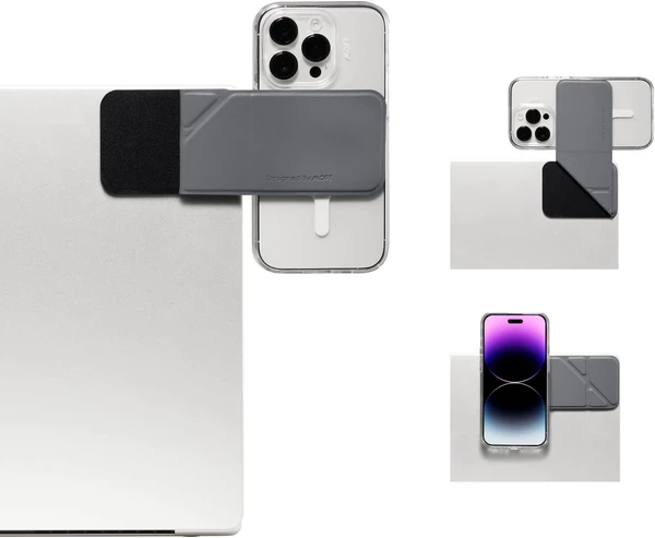 Магнітний універсальний тримач MagSafe для iPhone на ноутбук | Moft Flip Laptop Phone Mount Gray