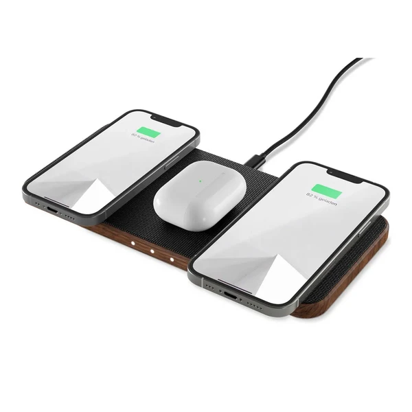 Док-станция Woodcessories Multipad 3-in-1 Wireless Charging Station Walnut 30W