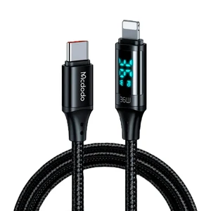 Нейлоновий кабель з дисплеем Mcdodo PD 36W USB-C to Lightning Digital Display (1.2m)