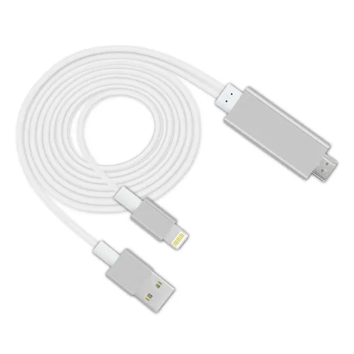Сріблястий кабель-перехідник iLoungeMax Plug & Play Lightning | USB to HDMI