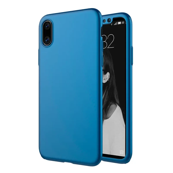 Чохол із захисним склом MOFI Full Cover 360 Blue для iPhone X | XS