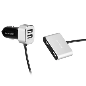 Автозарядка с удлинителем Momax UC6 Dual USB Extension Hub Silver UC6S - Фото 1