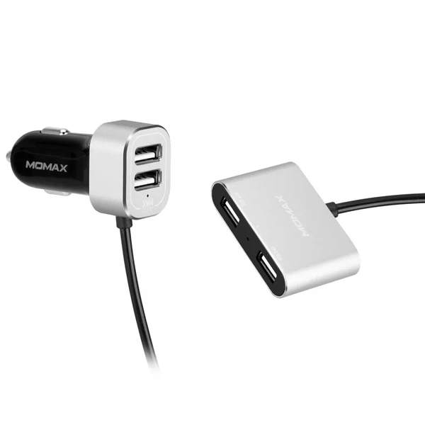 Автозарядка з подовжувачем Momax UC6 Dual USB Extension Hub Silver