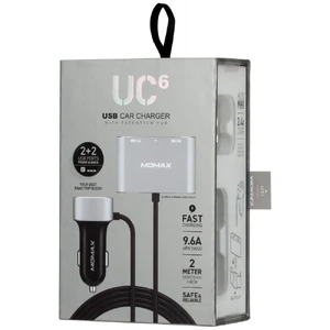 Автозарядка с удлинителем Momax UC6 Dual USB Extension Hub Silver - Фото 13