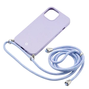 Силиконовый чехол с ремешком Momax CrossBody Purple для iPhone 13 mini - Фото 3