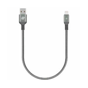 Нейлоновый кабель Momax Elite Link Triple-Braided Black Lightning to USB 0.3m (MFI) DL12D - Фото 1