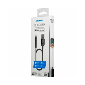 Нейлоновый кабель Momax Elite Link Triple-Braided Black Lightning to USB 0.3m (MFI) - Фото 6