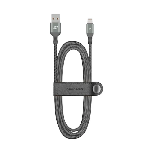 Нейлоновий кабель Momax Elite Link Triple-Braided Black Lightning to USB 1.2m (MFI)