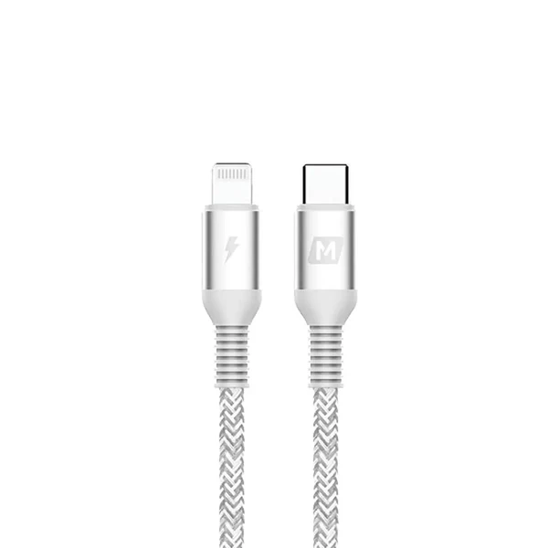 Нейлоновий кабель Momax Elite Link USB-C to Lightning 1.2m Silver (MFI)