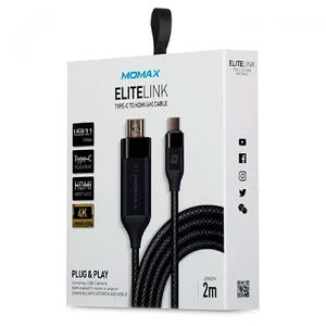 Нейлоновий кабель Momax Elite Link Black USB Type-C to HDMI 2m - Фото 5