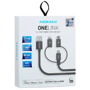 Кабель Momax One Link 3-in-1 Black USB to Micro-USB | Lightning | USB Type-C 1m - Фото 4